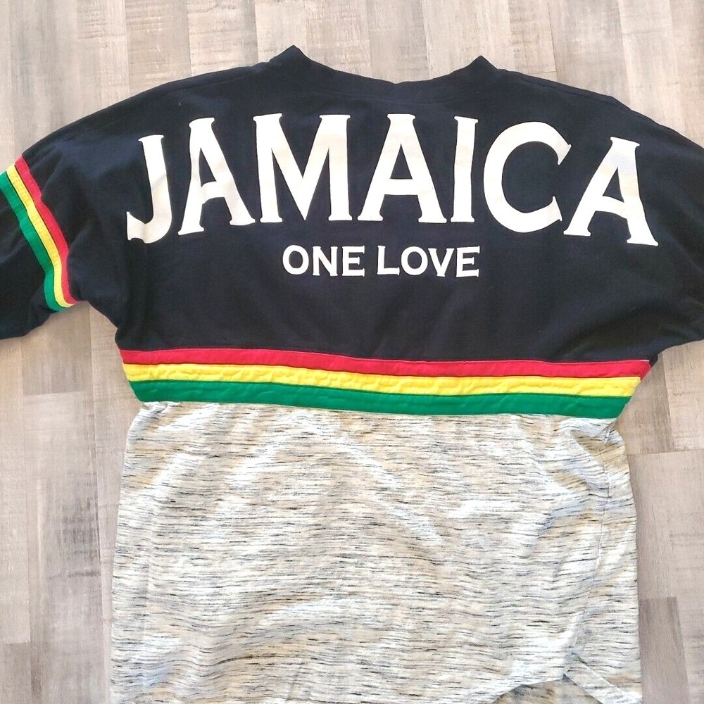 Vintage Jamaica One Love Ringer Shirt Mens L Black Reggae Raglan Long Sleeve TBL